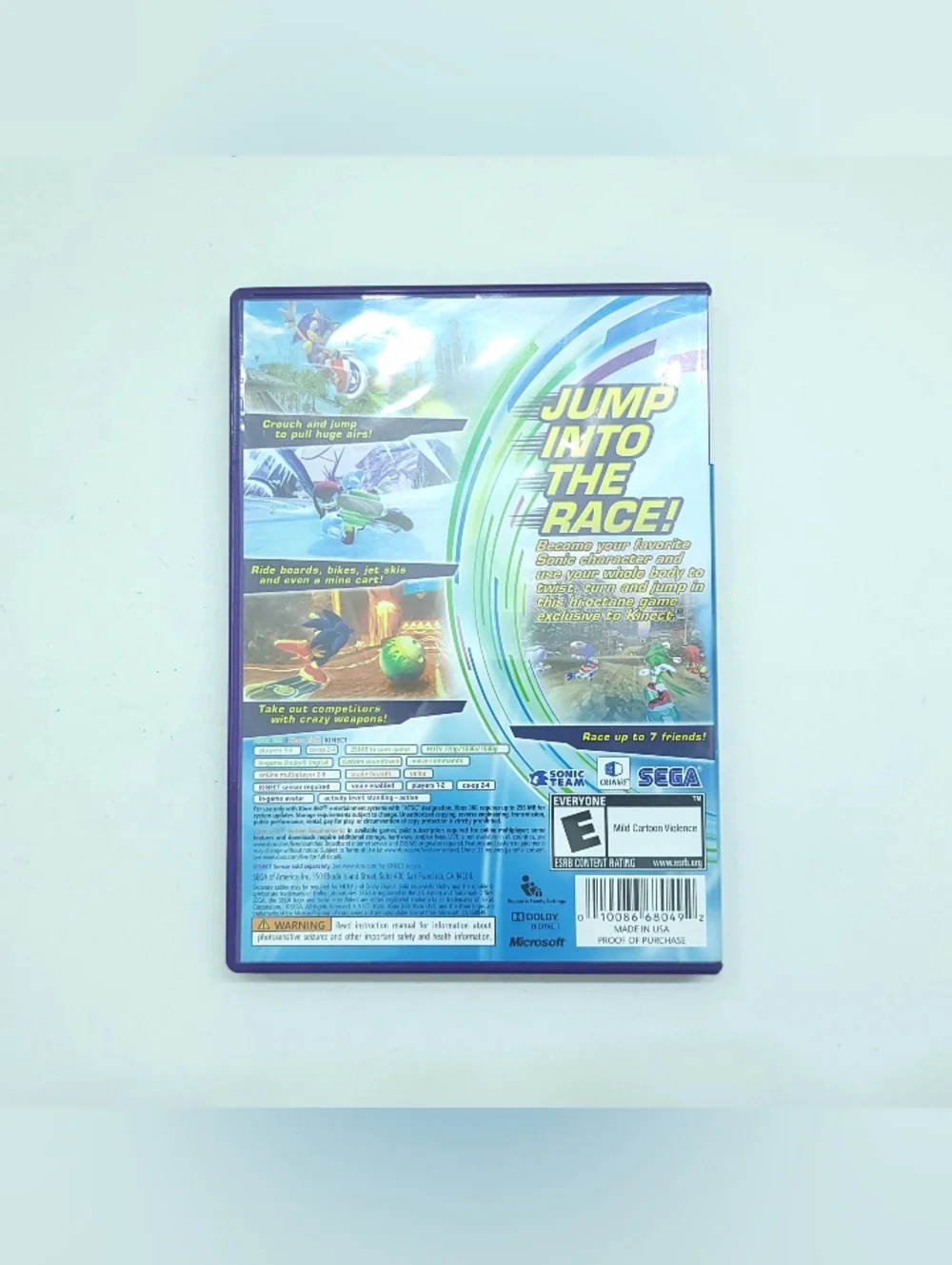 Sonic Free Riders Microsoft Xbox 360 - Complete With Manual CIB